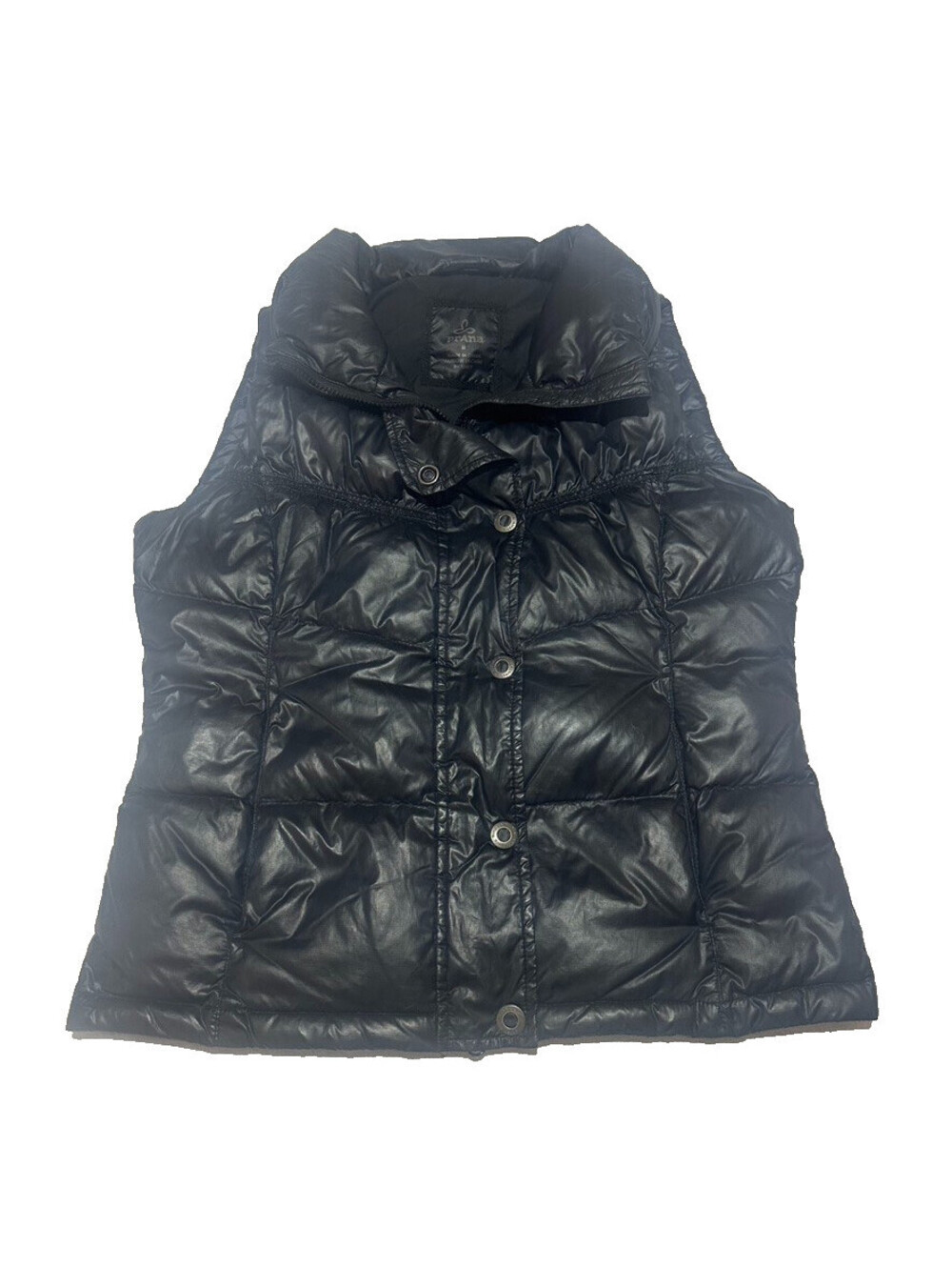 Prana Milly Puffer Vest Women Medium Black Down Insulated Full Zip Outdoors